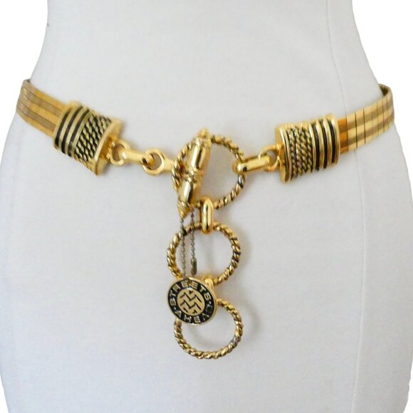 vtg STREETS AHEAD Metal chain belt w Toggle fits S